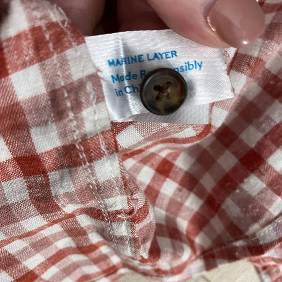 Marine Layer Madeline Relaxed‎ Crop Shirt in Red & White Plaid Size US Medium - Picture 12 of 12